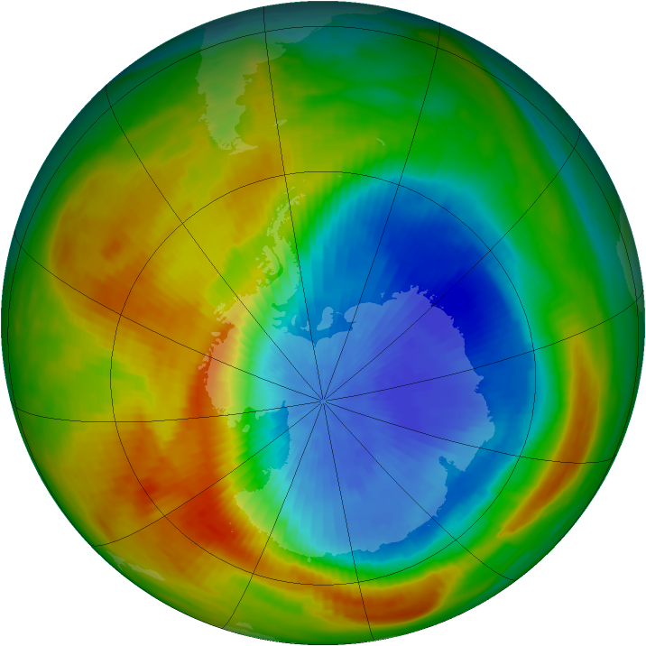 Antarctic ozone map for 17 October 1982